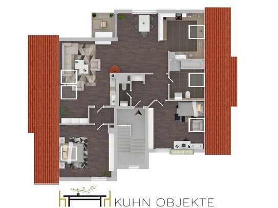 Gemütliche Dachgeschoss-Wohnung mit Balkon und Klimaanlage