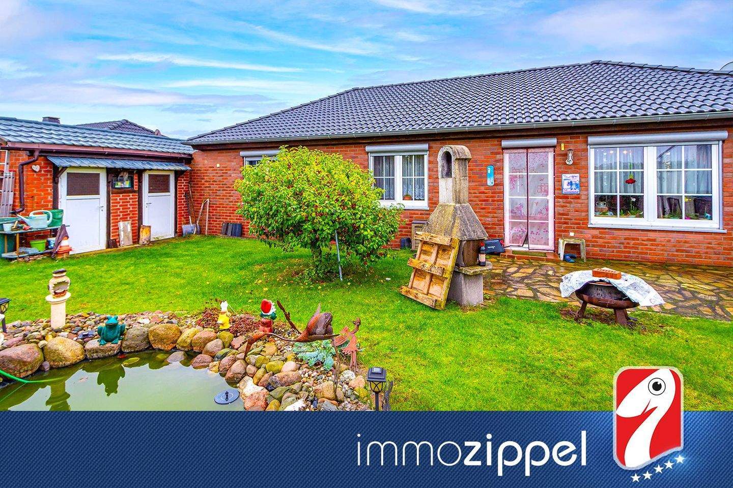 Immobilie in Lebus - Am Feldrand in Podelzig: Klinker-Bungalow Bj.2000, 4 Zi.,G-WC, Masterbad, Kamin, Garage,648 m² Grdst - Bild 0