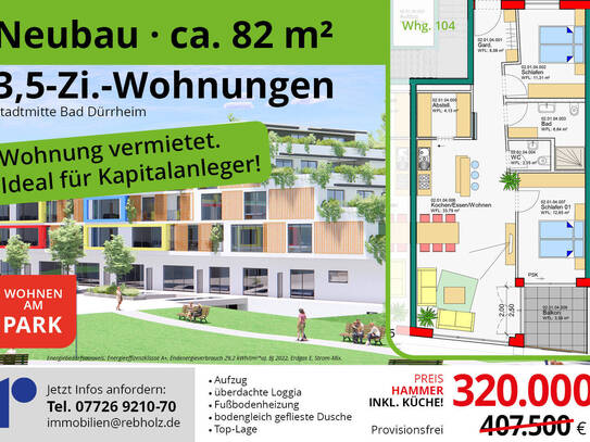Neubau, 3,5 Zi., 82 m², inkl. Küche, Stadtmitte Bad Dürrheim