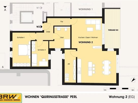 Erdgeschosswohnung mit Terrasse und Gartenanteil