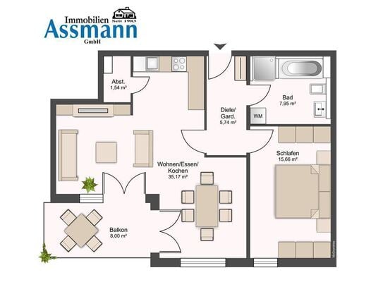 Charmante 2-Zimmer-Wohnung in ruhiger Sackgassenlage