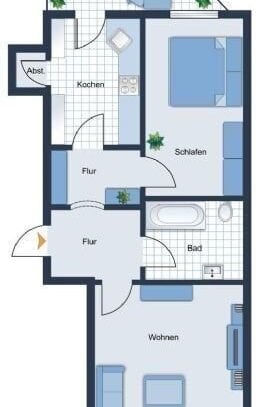 vollmöbliert - freundliche 2 Zi.-Wohnung, Balkon, Stellplatz