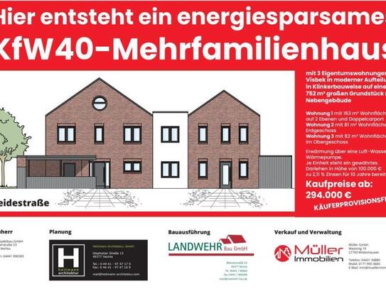 Neubau- ETW mit 5-Zimmern über 2 Ebenen- links auf knapp 163 m² Wohnfläche im KfW40 Standard in einem 3-Familienhaus