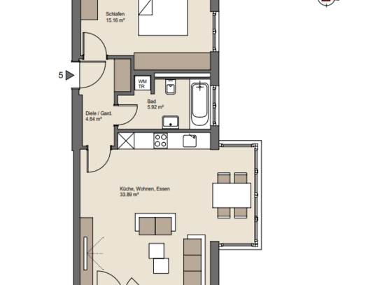 Gut geschnittene Neubauwohnung mit schönem Balkon und hellen Badezimmer