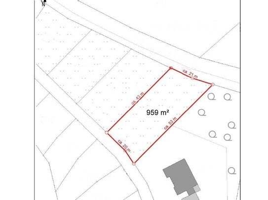 959 m² großes Baugrundstück