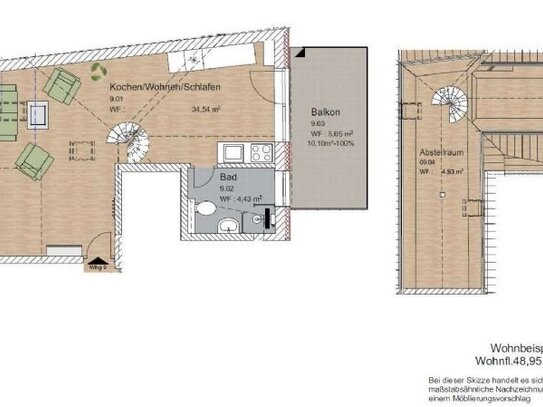 1 Zimmer WHG mit großer Dachterrasse und viel Abstellfläche