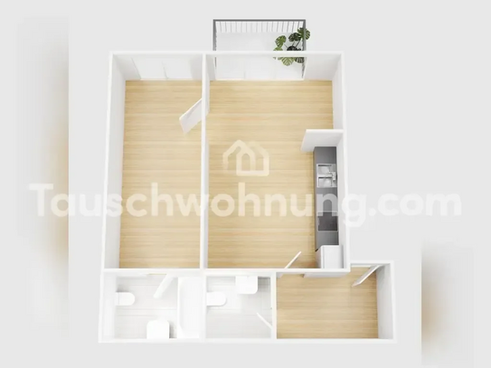 [TAUSCHWOHNUNG] 1,5 rooms with two bathrooms, modern kitchen and a balcony