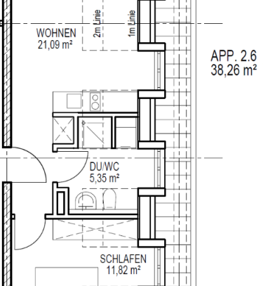 TOP 2-Zimmer-Wohnung mit Einbauküche und Dusche