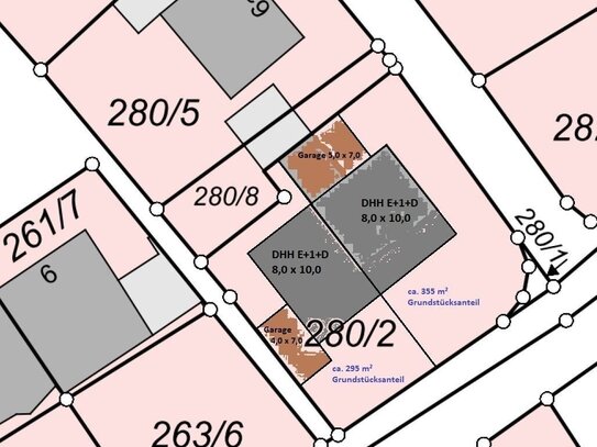 355 m² Baugrundstück für eine DHH E+1+D in Forstern zu verkaufen