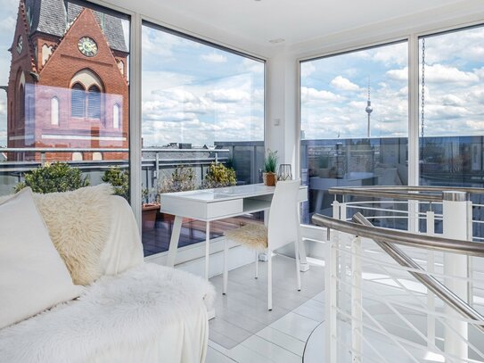 Befristet: Exklusive Penthouse-Maisonette - Atemberaubender Skylineblick über Berlin-Mitte