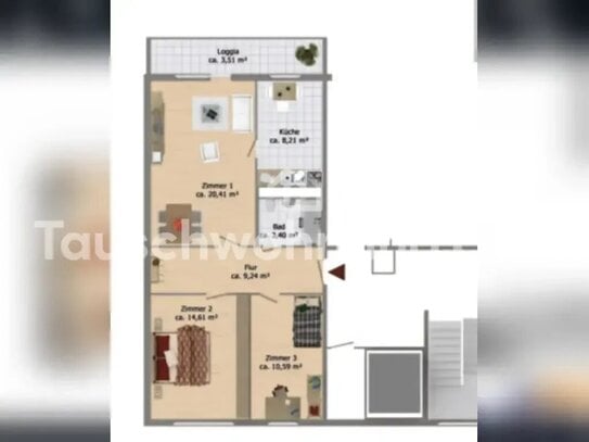 [TAUSCHWOHNUNG] Schöne 3 Zimmer Wohnung gegen 4-5 Raum