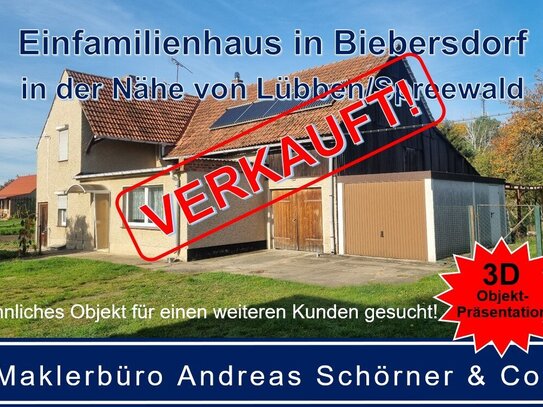 VERKAUFT! - Einfamilienhaus auf großem Grundstück in Biebersdorf in der Nähe von Lübben/Spreewald