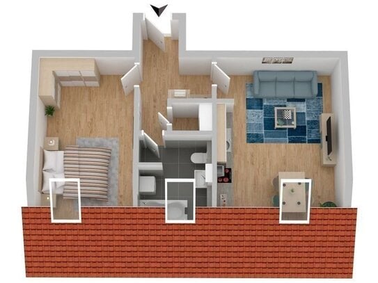 2-Raum-Wohnung im Dachgeschoss! ERSTBEZUG