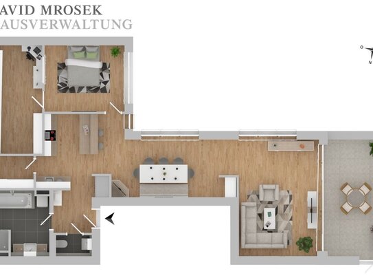 Moderne 2- Zi.-Wohnung mit großer Loggia (W7)