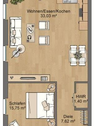 Schöne Zwei-Zimmer-Penthousewohnung in Hanau