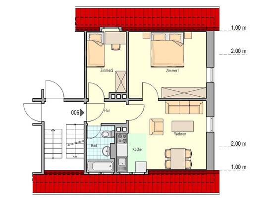 WWS - frisch renovierte DG-Wohnung für Singles