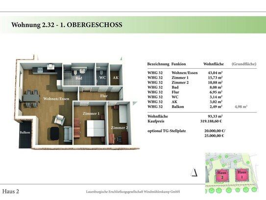 3 Zimmer 1. OG Neubau-Eigentumswohnung 2.32