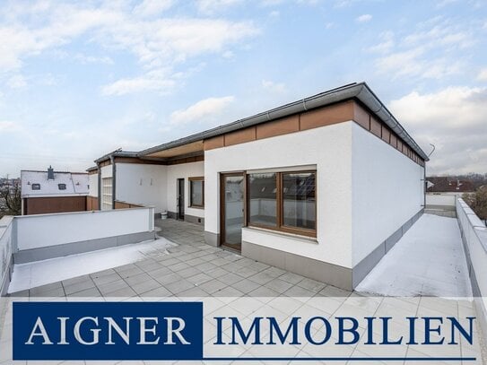 AIGNER - Wohnen nahe dem Karlsfelder See: Stilvolle 3-Zimmer-Dachterrassenwohnung