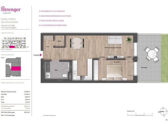 Gutes Leben beginnt beim Design. 2- Zimmer Wohnung im Erdgeschoss.