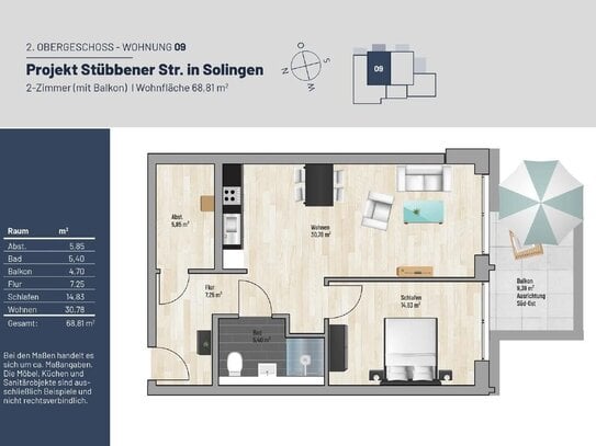 RESERVIERT // 69 m² 2-Z. // Exklusive Balkon Wohnung