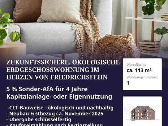 KfW 40,QNG-Zertifikat: Zukunftssichere, ökologische Erdgeschosswohnung im Herzen von Friedrichsfehn