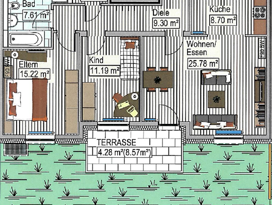 3 Zimmer Wohnung mit Gartenanteil in Senden zu vermieten