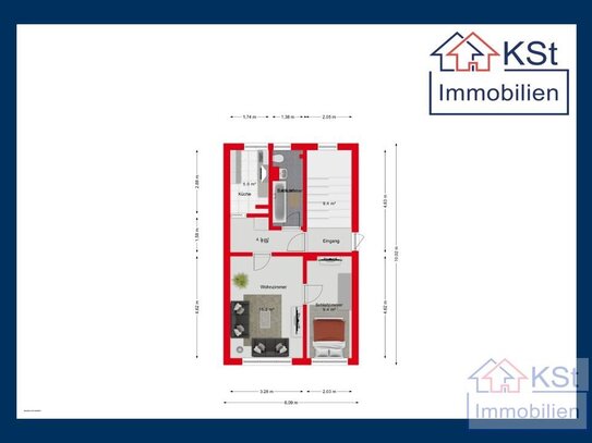 Gemütliche 2-Zimmer-Wohnung in Zwenkau - Ruhige Lage fussläufig nahe Zwenkauer See, sofort verfügbar