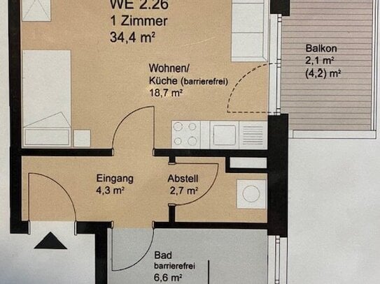 Barrierefreie 1-Zimmer Wohnung