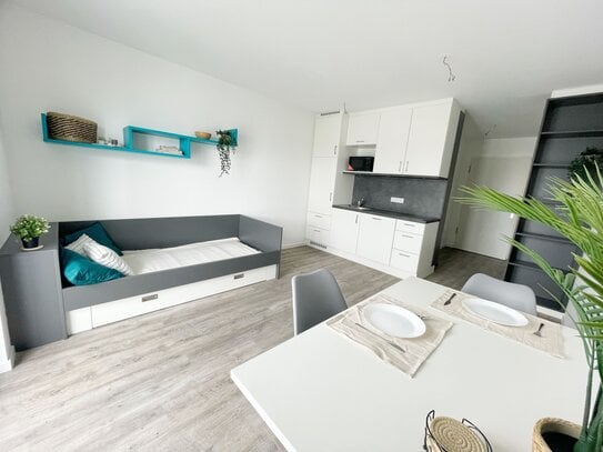 Modern möbliertes 1 Zimmer Apartment mit Balkon, W-Lan