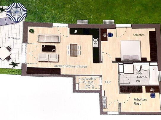 Moderne 3-Zimmer Wohnung mit Terrasse und Tiefgaragenstellplatz in Friedrichshafen zu vermieten