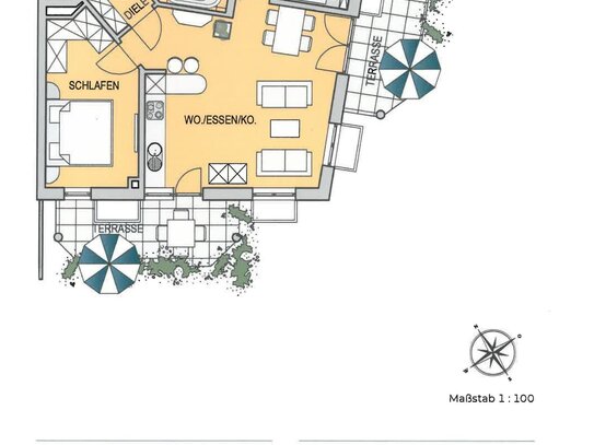 FBC - Olching-Esting - Wohnpark Hubertushof - 3-Zimmer-Gartenwohnung (EG, Whg. Nr. 56, Lift) - exklusiv-modern-zeitlos