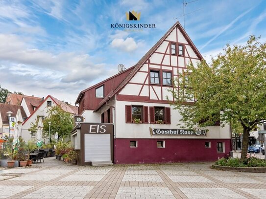 Freistehendes Gebäude mit Gaststätte und Wohnung im Ortskern von Scharnhausen