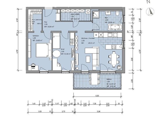 Helle 3- Zimmer-Wohnung mit schönem Süd-Balkon