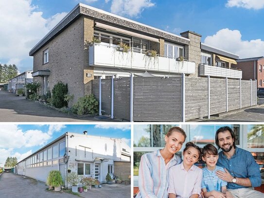 PHI AACHEN - Arbeiten und Wohnen vereinen! Großzügiges Familienhaus mit Lagerhallen in Jülich!