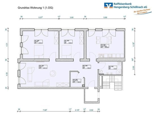 helle und großräumige 3,5 Zimmer-Wohnung im Obergeschoss - Erstbezug