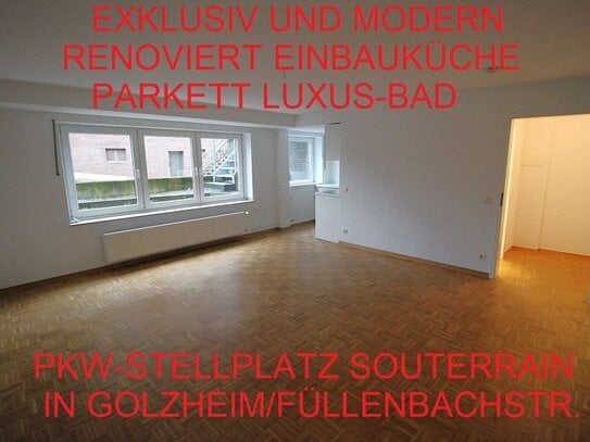 EXKLUSIV MODERN RENOVIERT EINBAUKÜCHE PARKETT LUXUS-BAD PKW-STELLPLATZ SOUTERRAIN IN GOLZHEIM