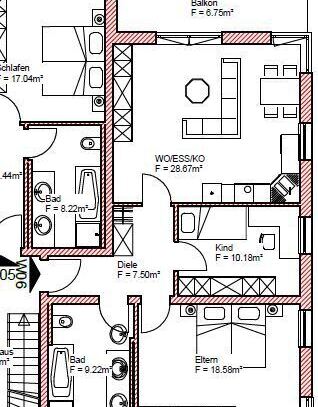 Moderne 3-Zimmer Wohnung mit Balkon