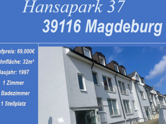 Attraktive 1-Zimmer-Wohnung mit Tiefgarage in begehrter Lage – Hansapark 37, Magdeburg