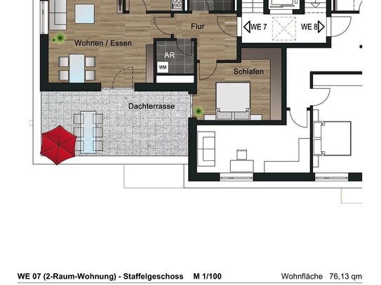 2-Zimmer-Wohnung mit großer Dachterrasse, Erstbezug in Lostau (WE 7)