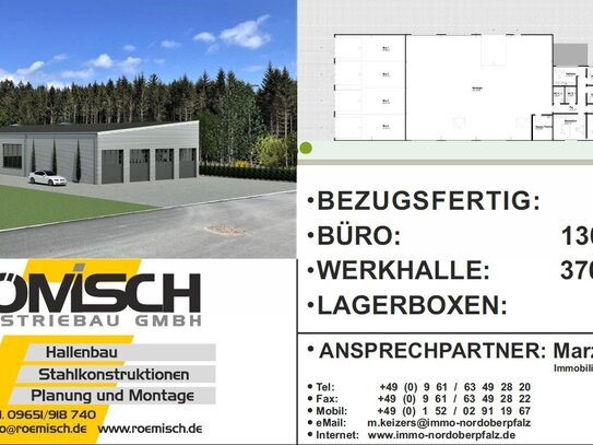 Werk-Halle mit 370 bis 550 m² - und Büros im Industriegebiet von Vohenstrauß Am Michlbach zu vermieten