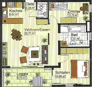 3 Zimmer Wohnung in Neu-Ulm zu vermieten