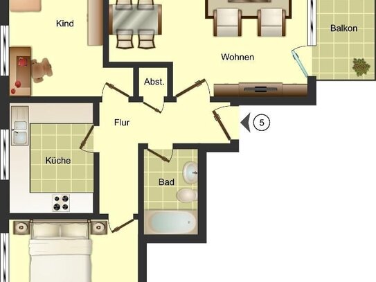 3-Zimmer-Wohnung frei, Renovierung nach den eigenen Vorstellungen