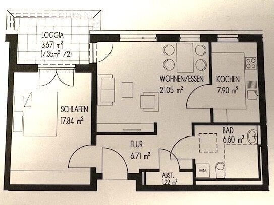 Seniorengerechte Eigentumswohnung 2 ZKB, ca. 65m², Loggia, aktuell vermietet...