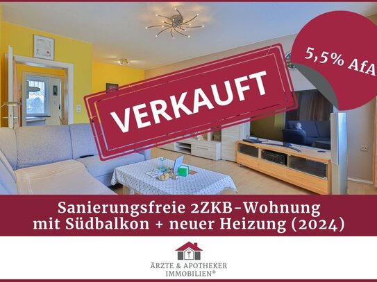 Seien Sie der Erste! Frisch aufgeteilt & vermietet mit 5,5% AfA: 2ZKB-Whg. inkl. Südbalkon