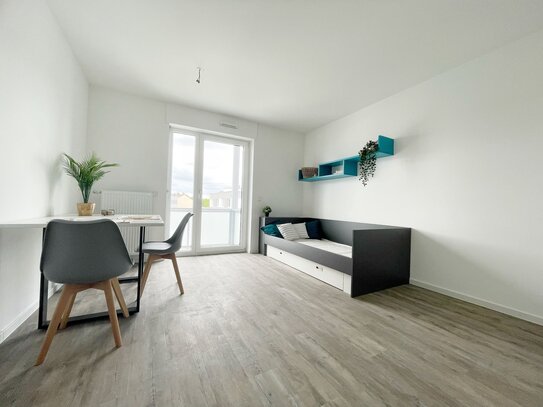 Modern möbliertes 1 Zimmer Apartment mit Balkon, W-Lan und TG-Stellplatz