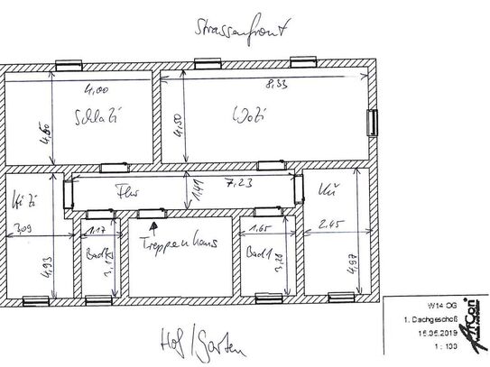 Vermiete grosse 3-Raumwohnung im DG, 2.OG in der Waldemarstraße