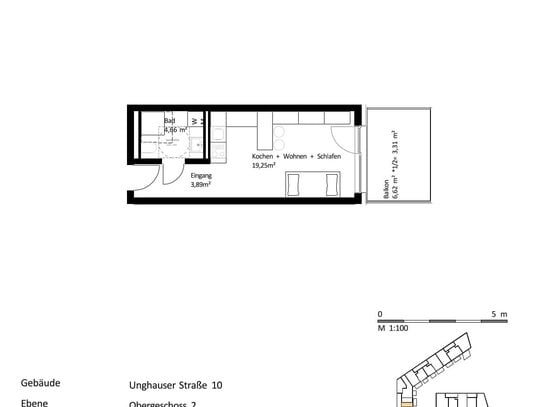 32 m² 1-Zi.-Whg. mit Balkon im Zentrum von Burghausen zum Kauf: EH40-QNG: 5% AfA + 5% Sonder-AfA & 150.000 € KfW-Kredit