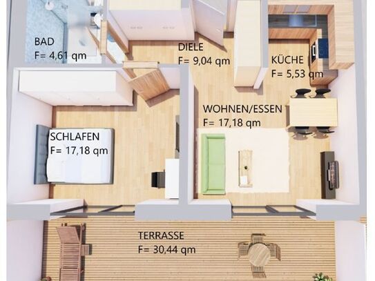 Möblierte, sonnige 2-Zimmer-Wohnung mit großem Balkon im 2. OG in Kaufbeuren