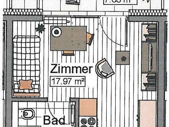 1-Zimmer Wohnung (Single Flat) in Neu-Ulm zu vermieten