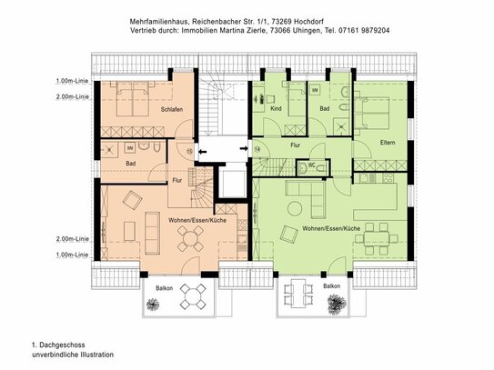 Neubauprojekt in Hochdorf, 3-Zi.-Maisonnettewhg., 1.+2.DG, 2 Balkone, KfW55, Aufzug, Tiefgarage!